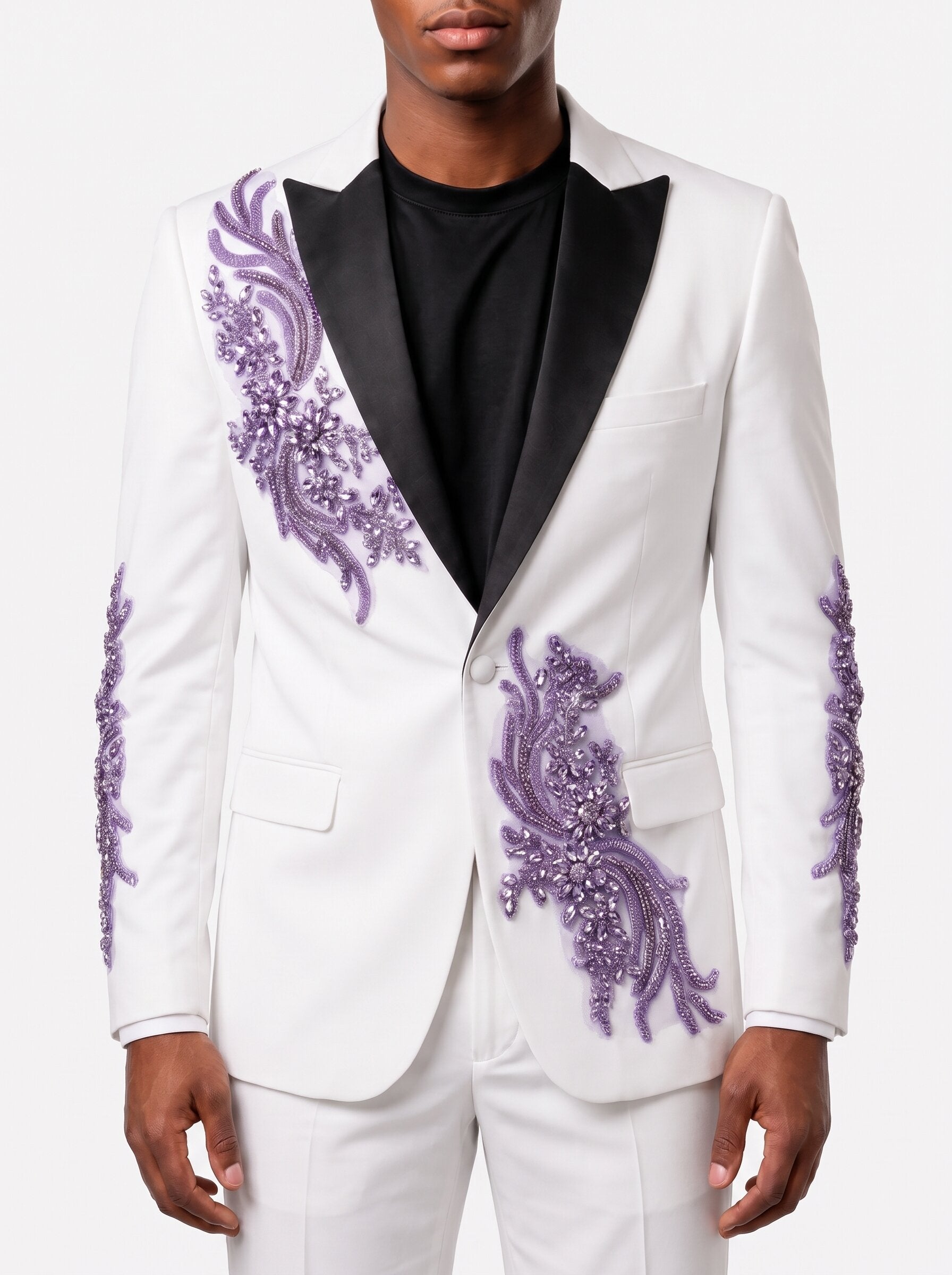 Men's White Rhinestone Tuxedo
