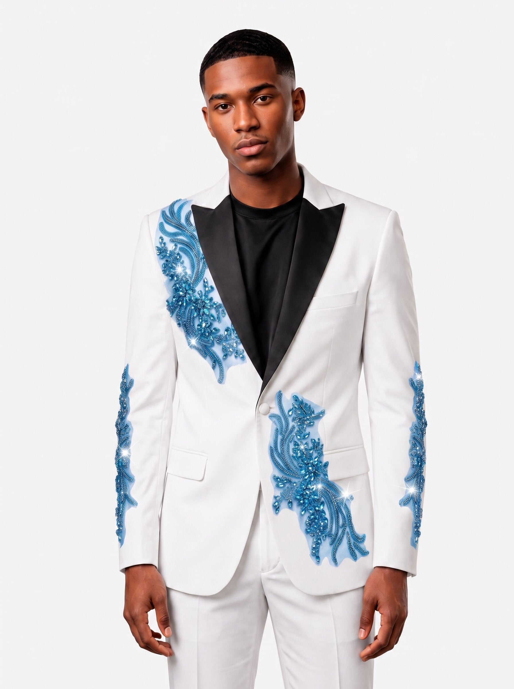 Men's White Rhinestone Tuxedo