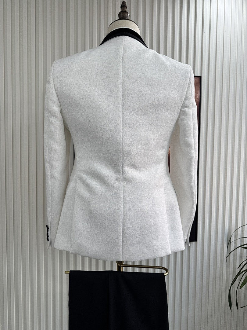 Men’s White Tuxedo with Black Shawl Lapel