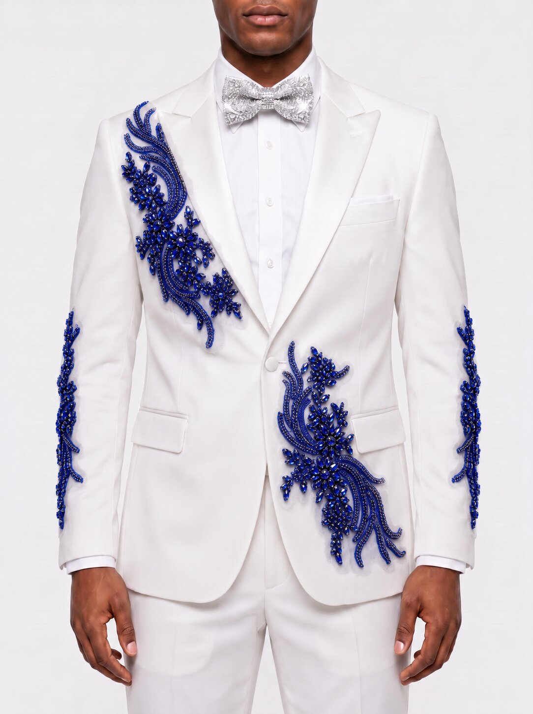 Men's White Suit With Rhinestones 2 Piece