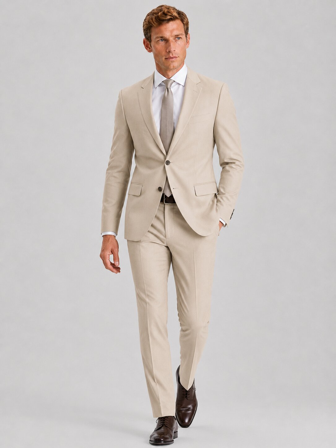Men's Beige 2 Piece Suit