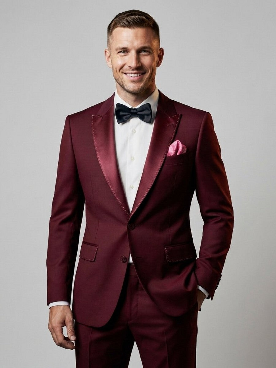 Men's Slim Fit Peak Lapel Tuxedo Suit for Prom & Wedding