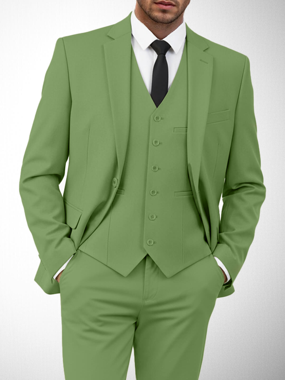 Men's Olive Green 3 Piece Suit
