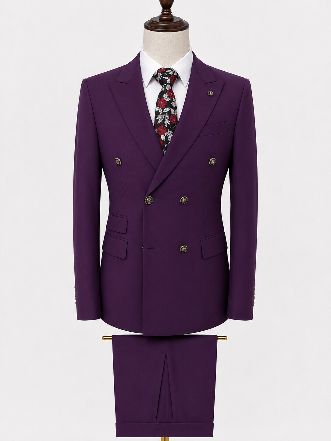 セットアップ 20ss LITTLEBIG Purple 6B Double Breasted Men's Fashion Double Breasted Six-Button Suit