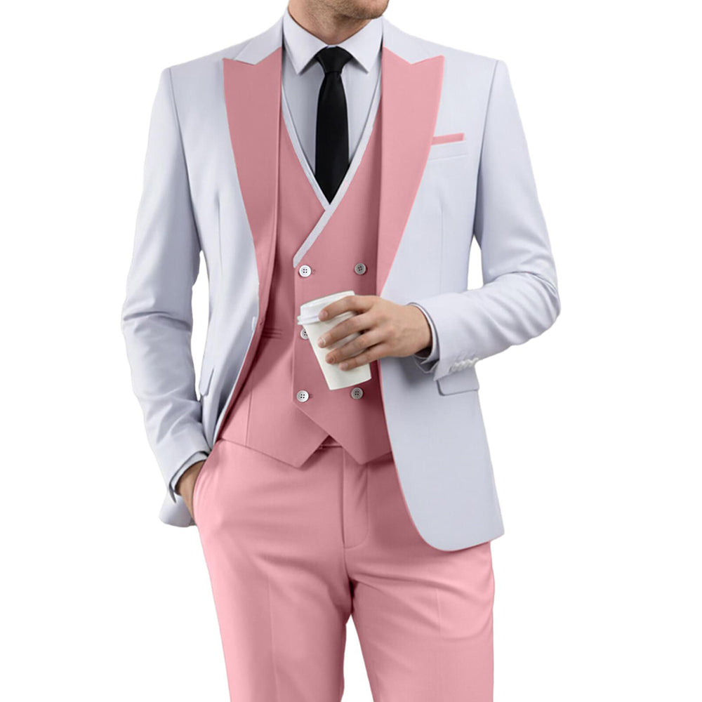 Men's Slim Fit 3 Piece Suit Fashion Contrast Style