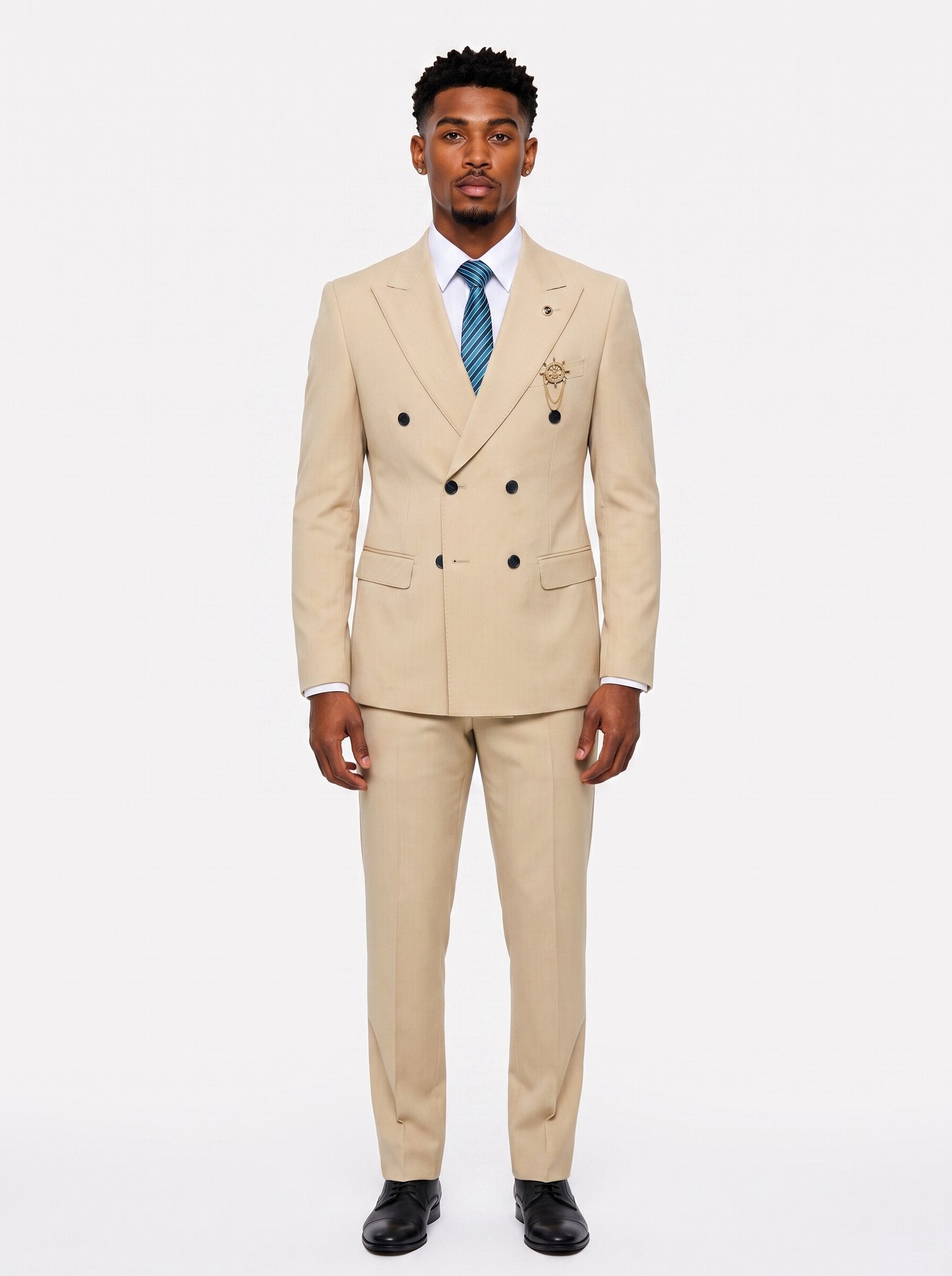 Men's Pinstripe Double Breasted Suit Slim Fit