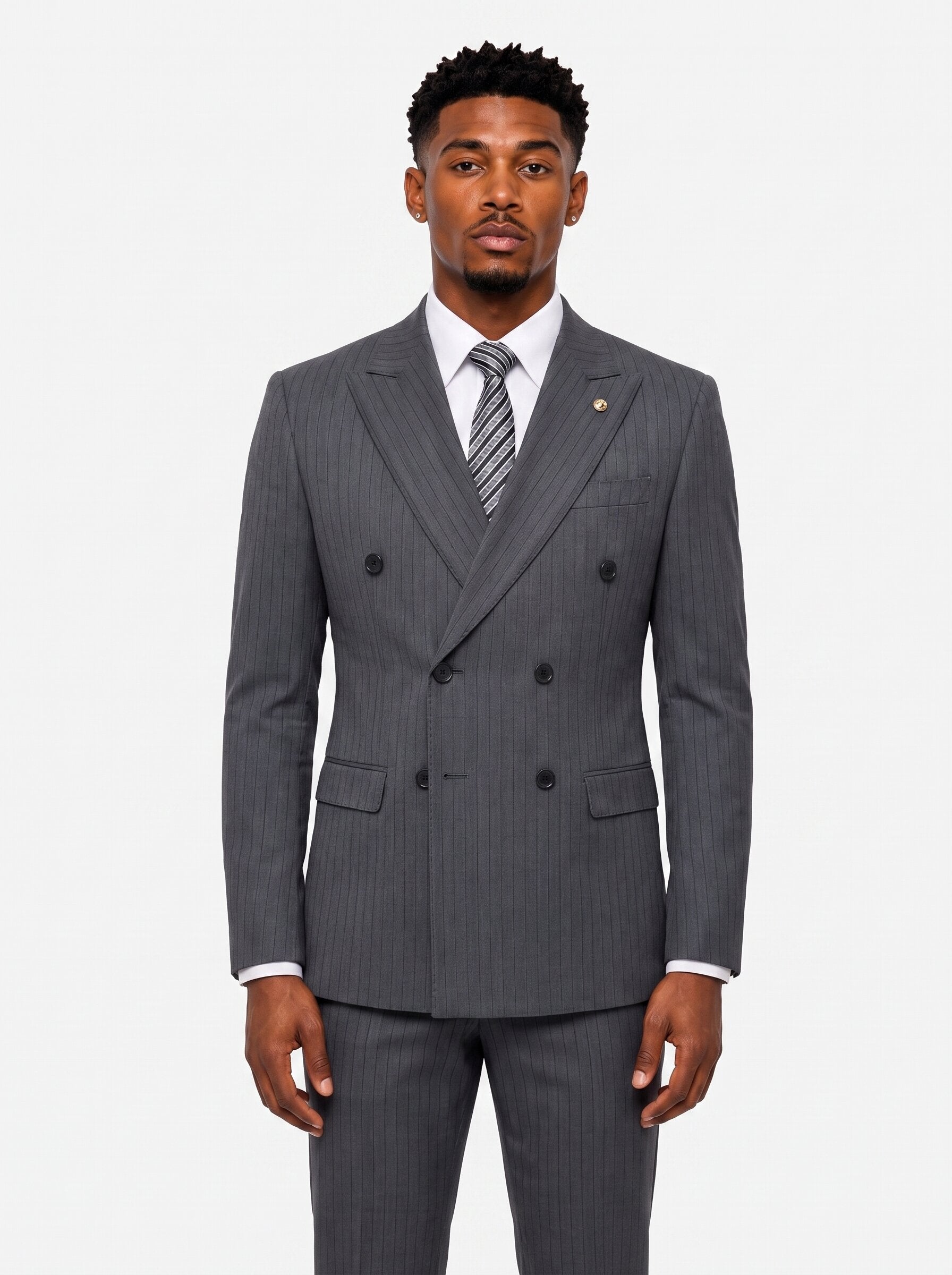 Men's Pinstripe Double Breasted Formal Suit