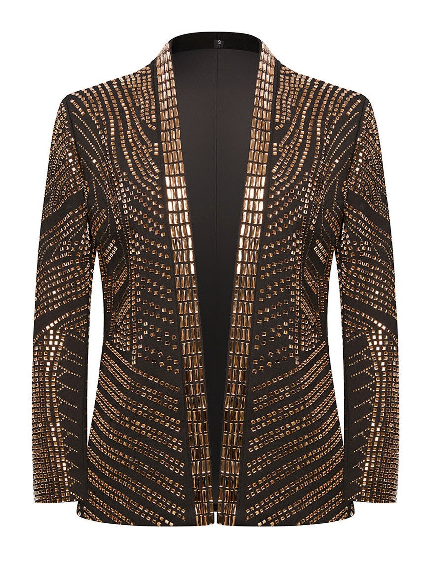 Men's Rhinestone Western Blazer Jacket for Dinner, Stage Performances & Parties