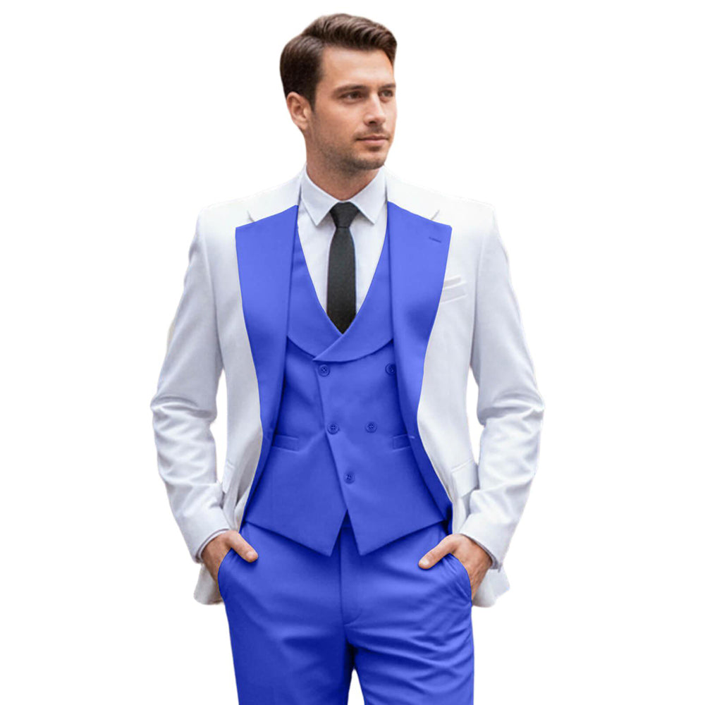 Men's Contrast  Slim Fit Suits 3-Piece