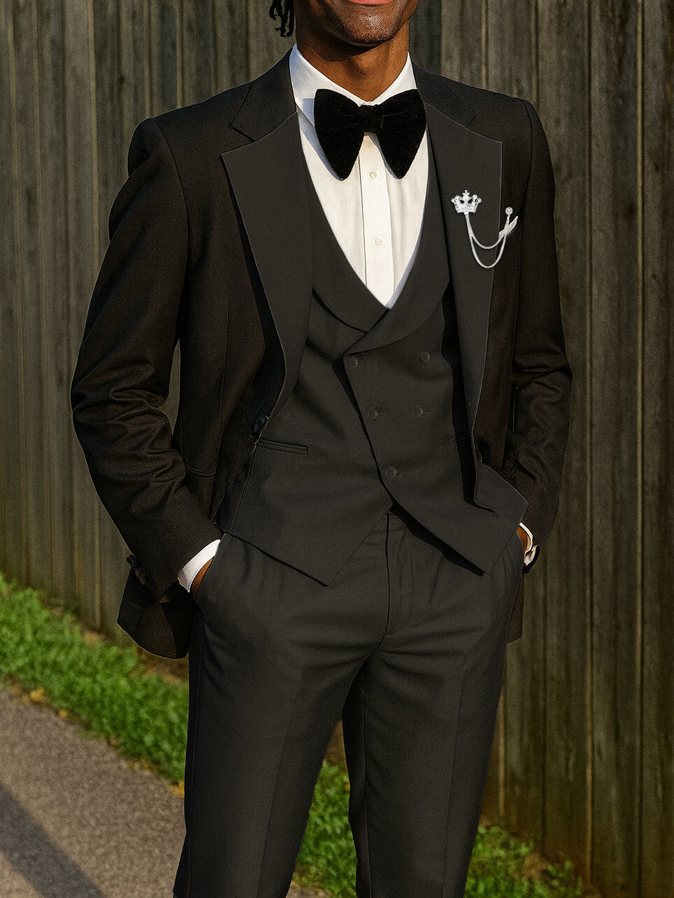 Men's 3 Piece Tuxedo Suit Slim Fit Contrast Lapel