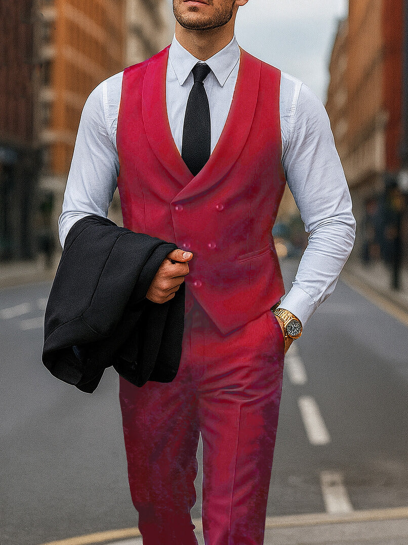 Men's 3 Piece Suit Slim Fit Tuxedo Style Contrast Lapel Prom Evening