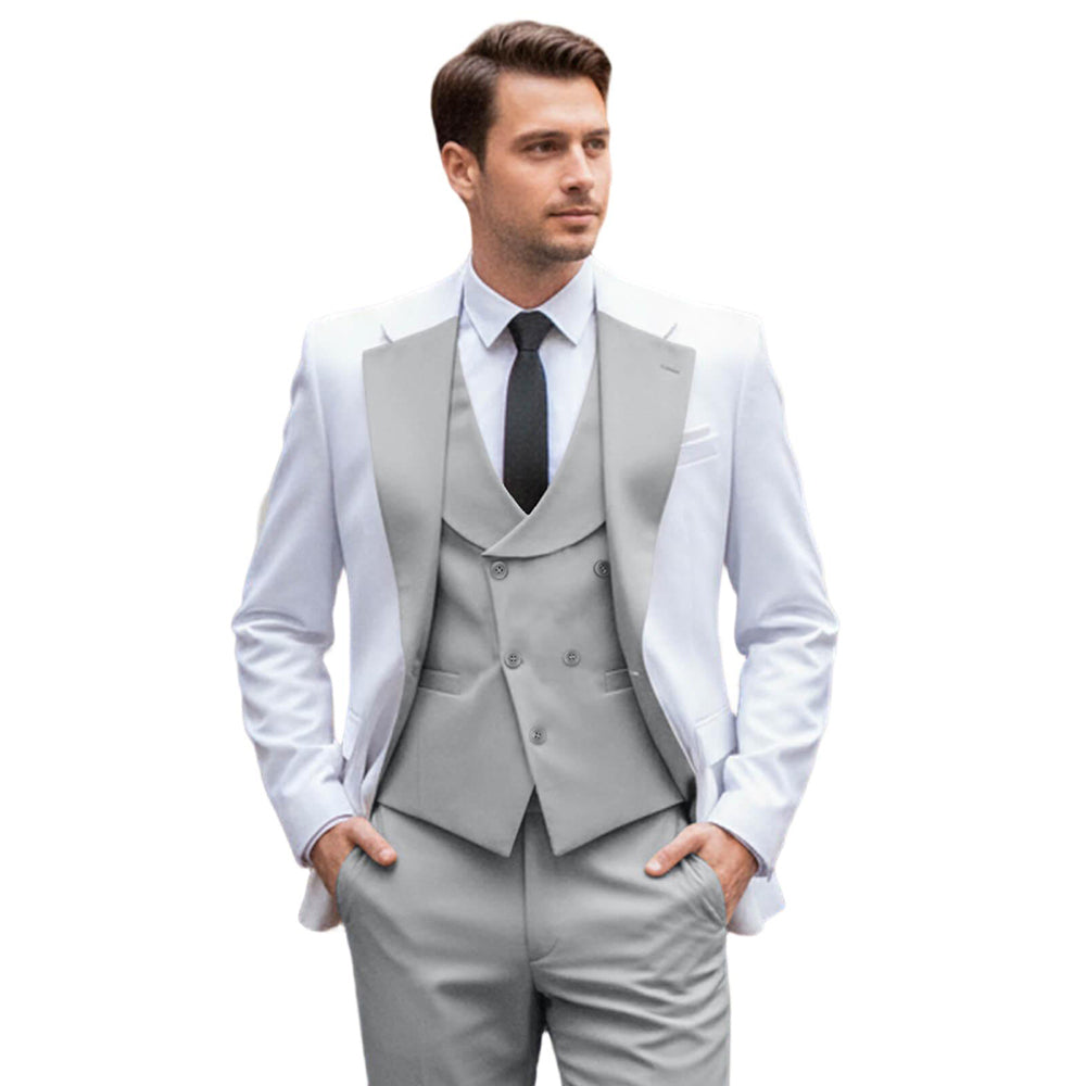 Men's Contrast  Slim Fit Suits 3-Piece
