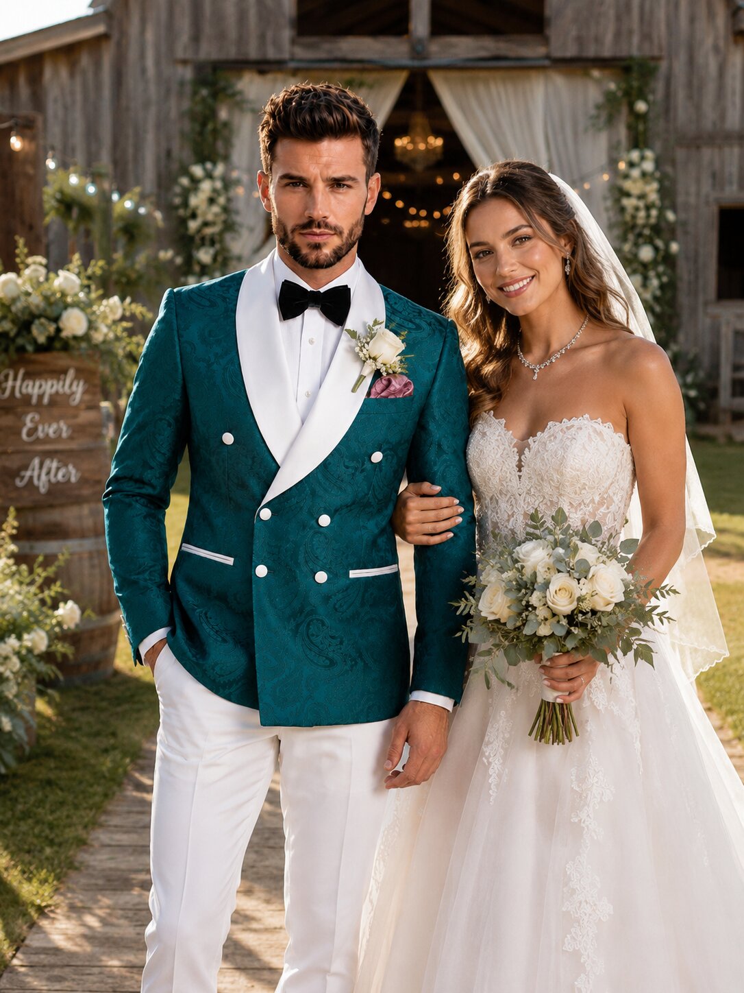 Paisley Double-Breasted Shawl Lapel Tuxedo