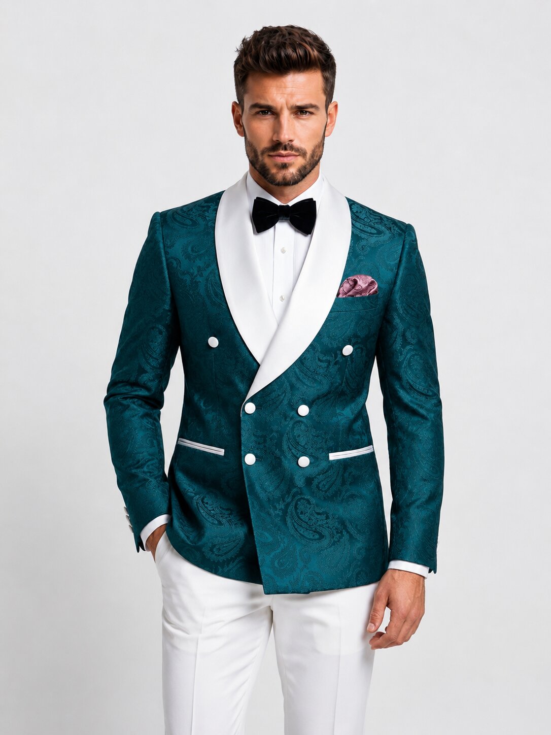 Paisley Double-Breasted Shawl Lapel Tuxedo