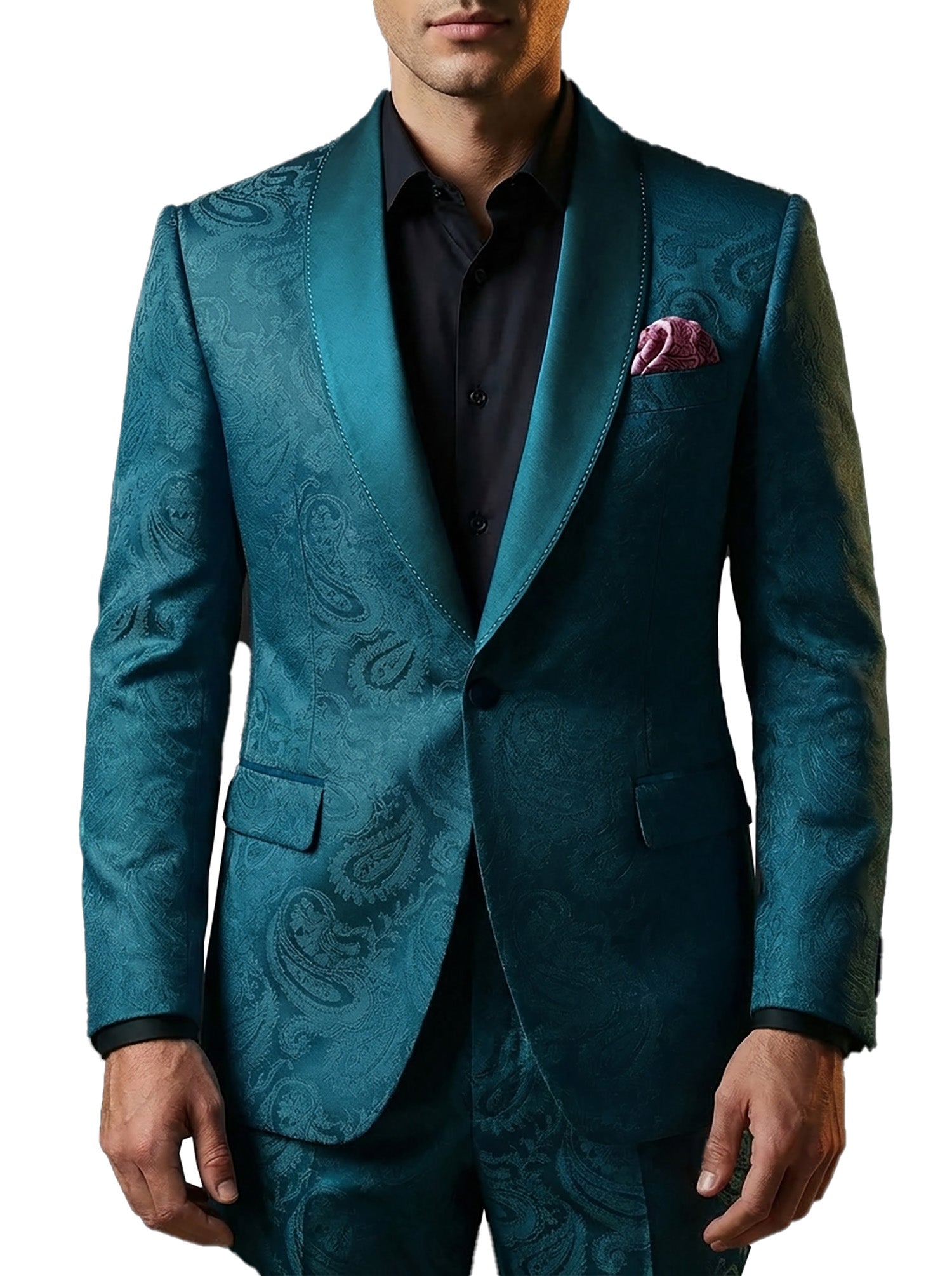 Men’s Paisley Tuxedo Shawl Lapel – Slim Fit Suit for Wedding, Party & Formal Events 