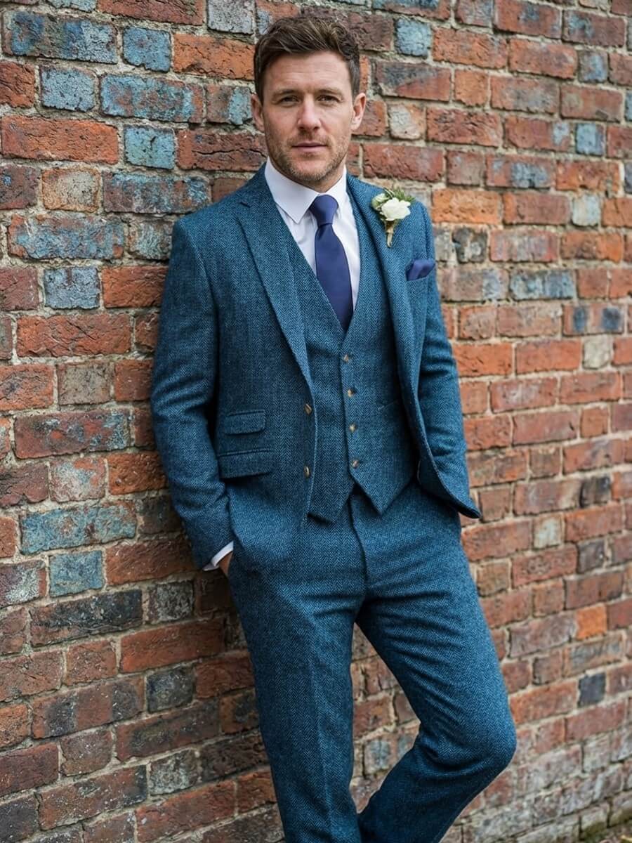 Men's Tweed Herringbone Vintage Suit