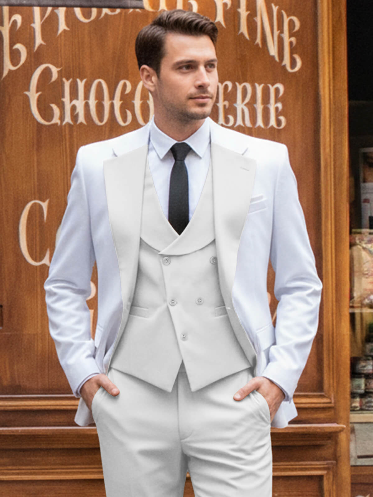 Men's Contrast  Slim Fit Suits 3-Piece