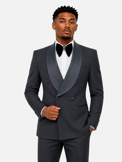 Black Double-Breasted Homecoming Tuxedo