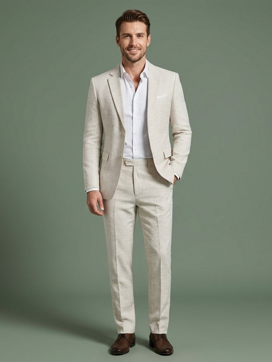 Men's Linen 2 Piece Suit - Summer Casual Wedding Suit