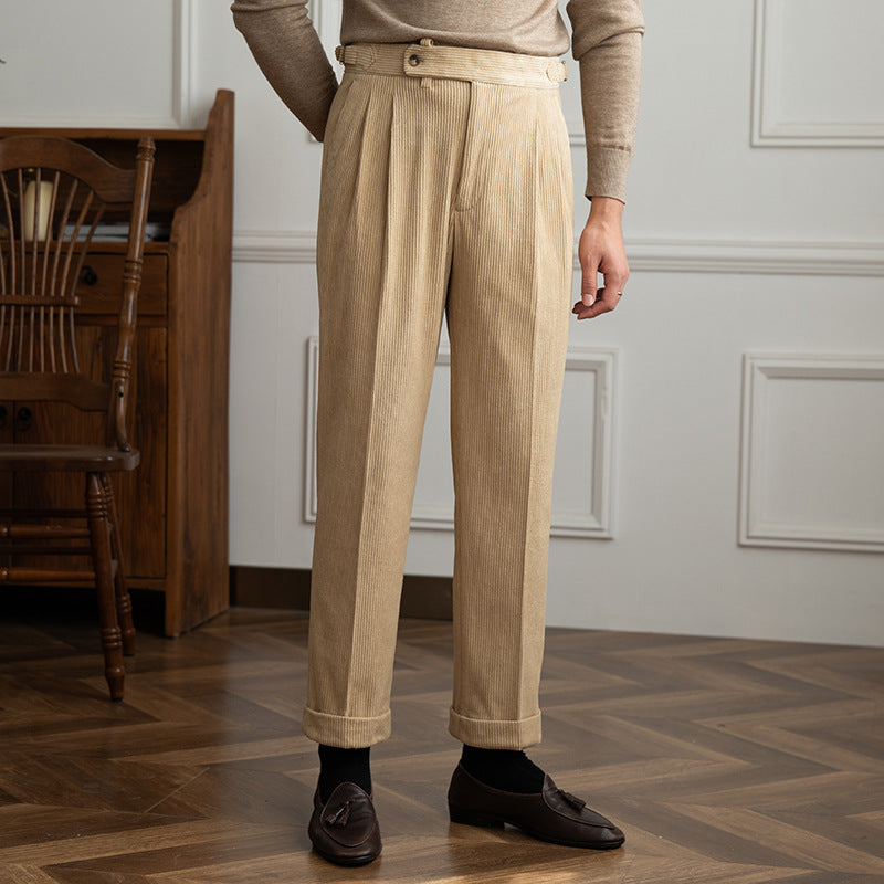 Men's Italian Style Corduroy Naples Suit Pants