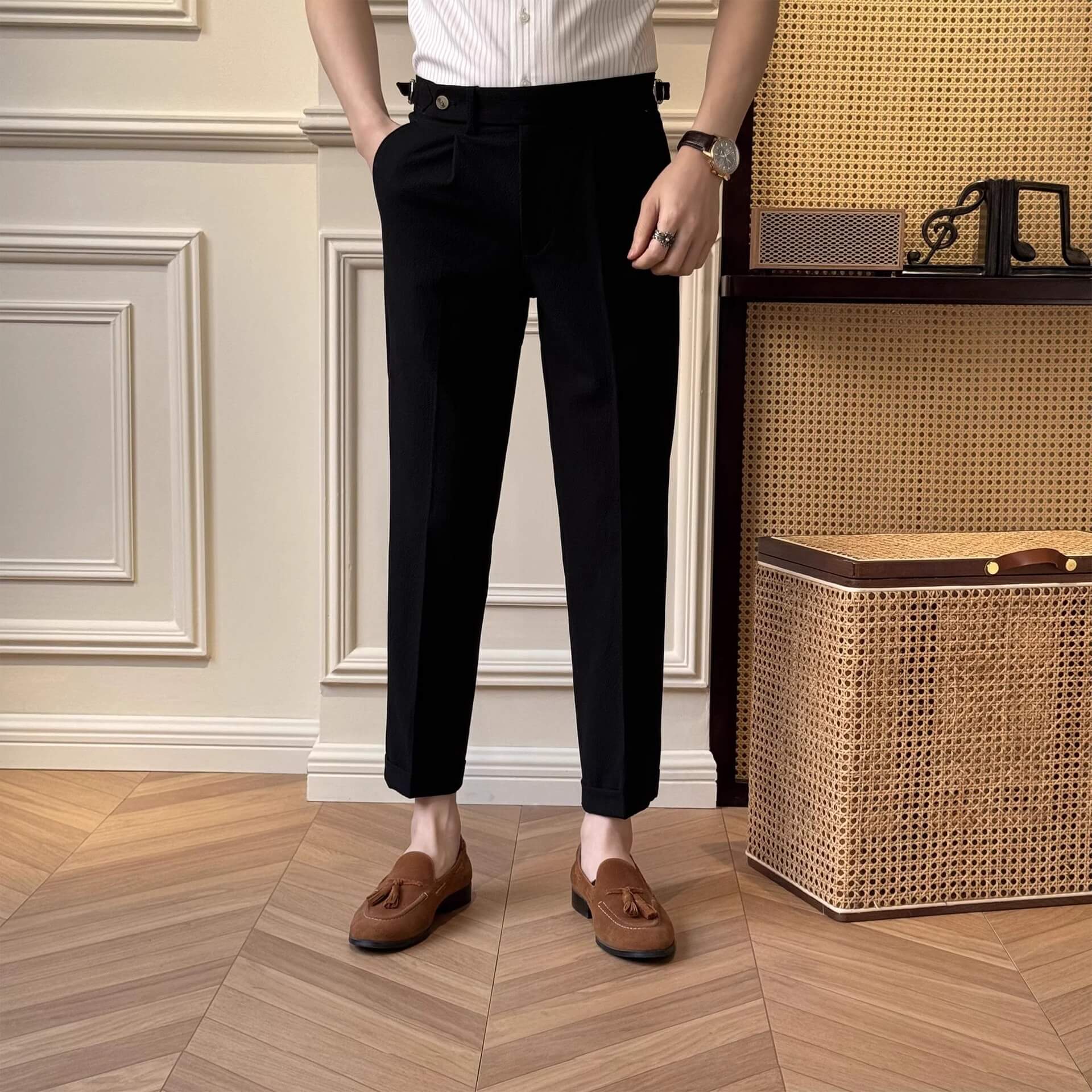 Men’s Seersucker Neapolitan Tailored Dress Pants