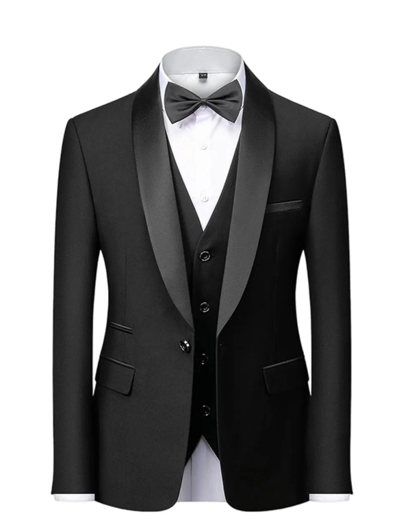 Men's Black Shawl Lapel 3 Piece Formal Suits