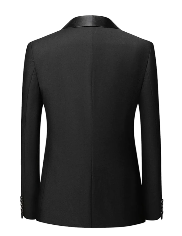 Men's Black Shawl Lapel 3 Piece Formal Suits