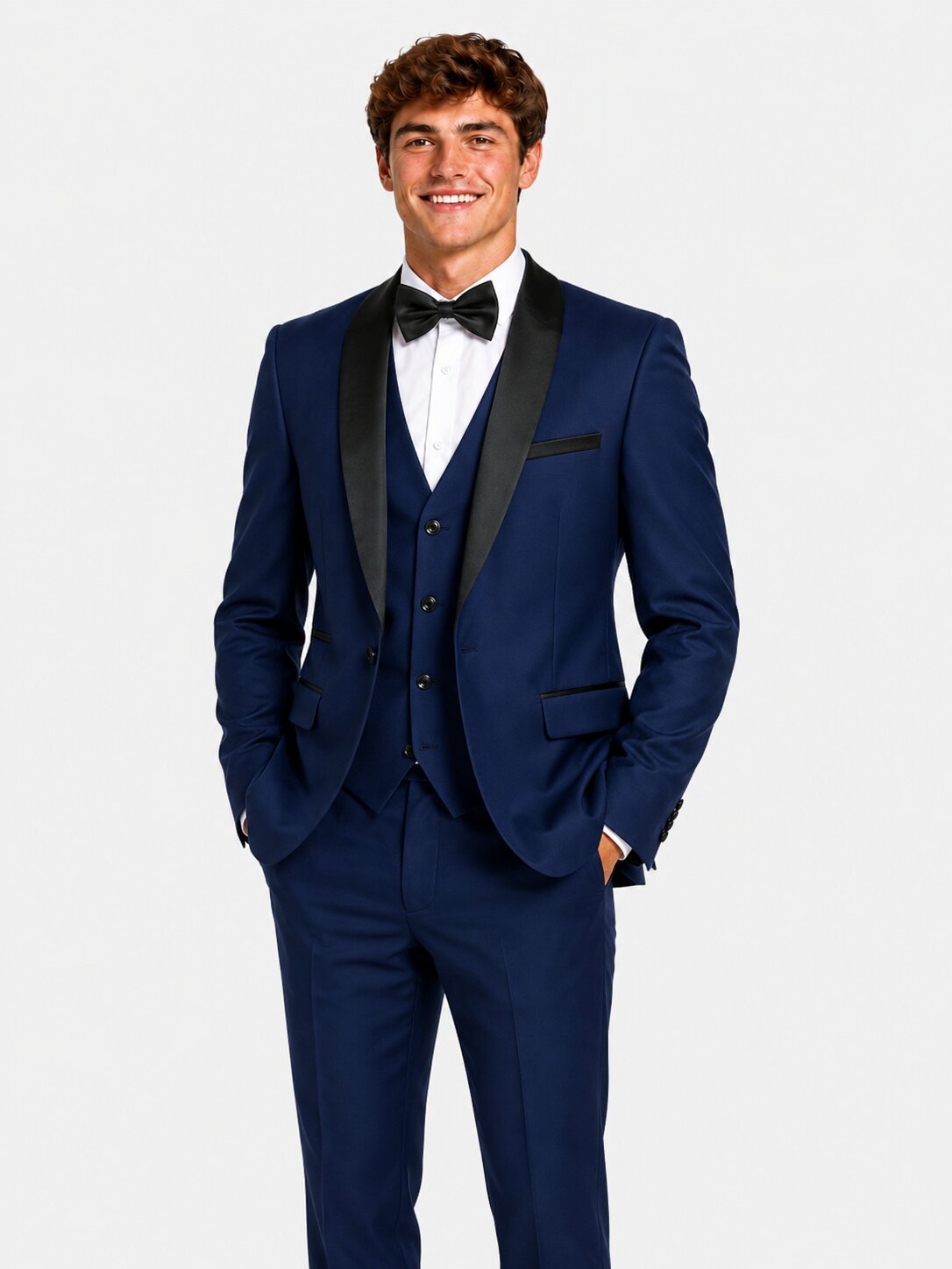 Men's Black Shawl Lapel 3 Piece Formal Suits
