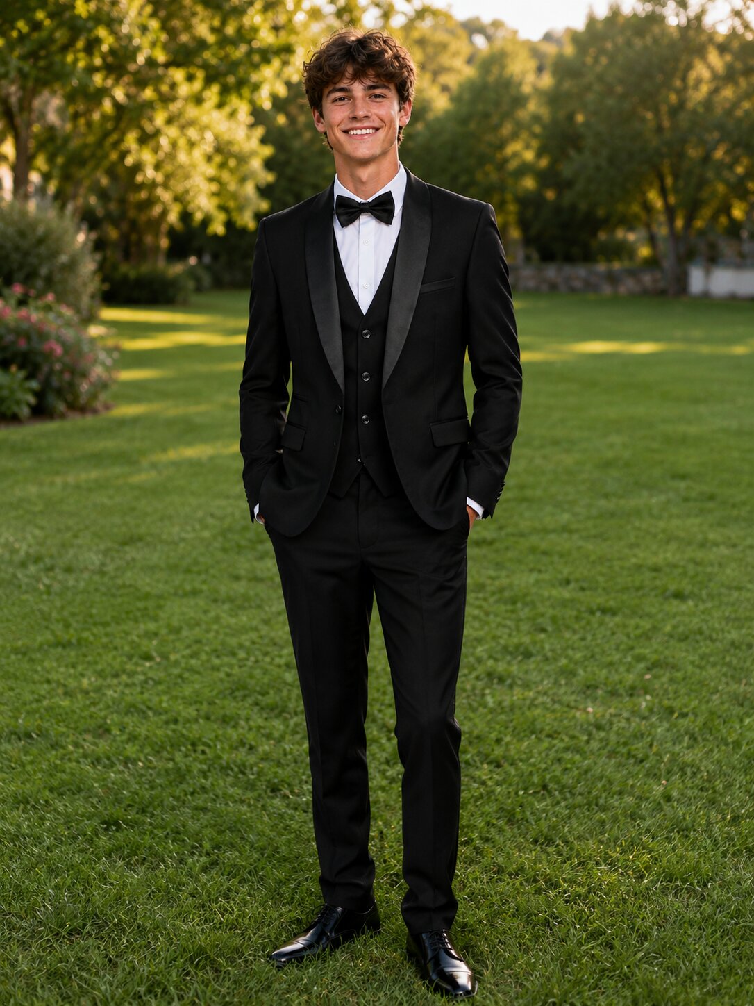 Men's Black Shawl Lapel 3 Piece Formal Suits