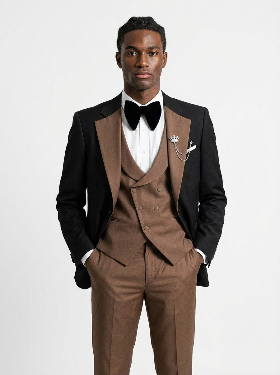 Men's Slim Fit Tuxedo 3 Piece Suit Notch Lapel