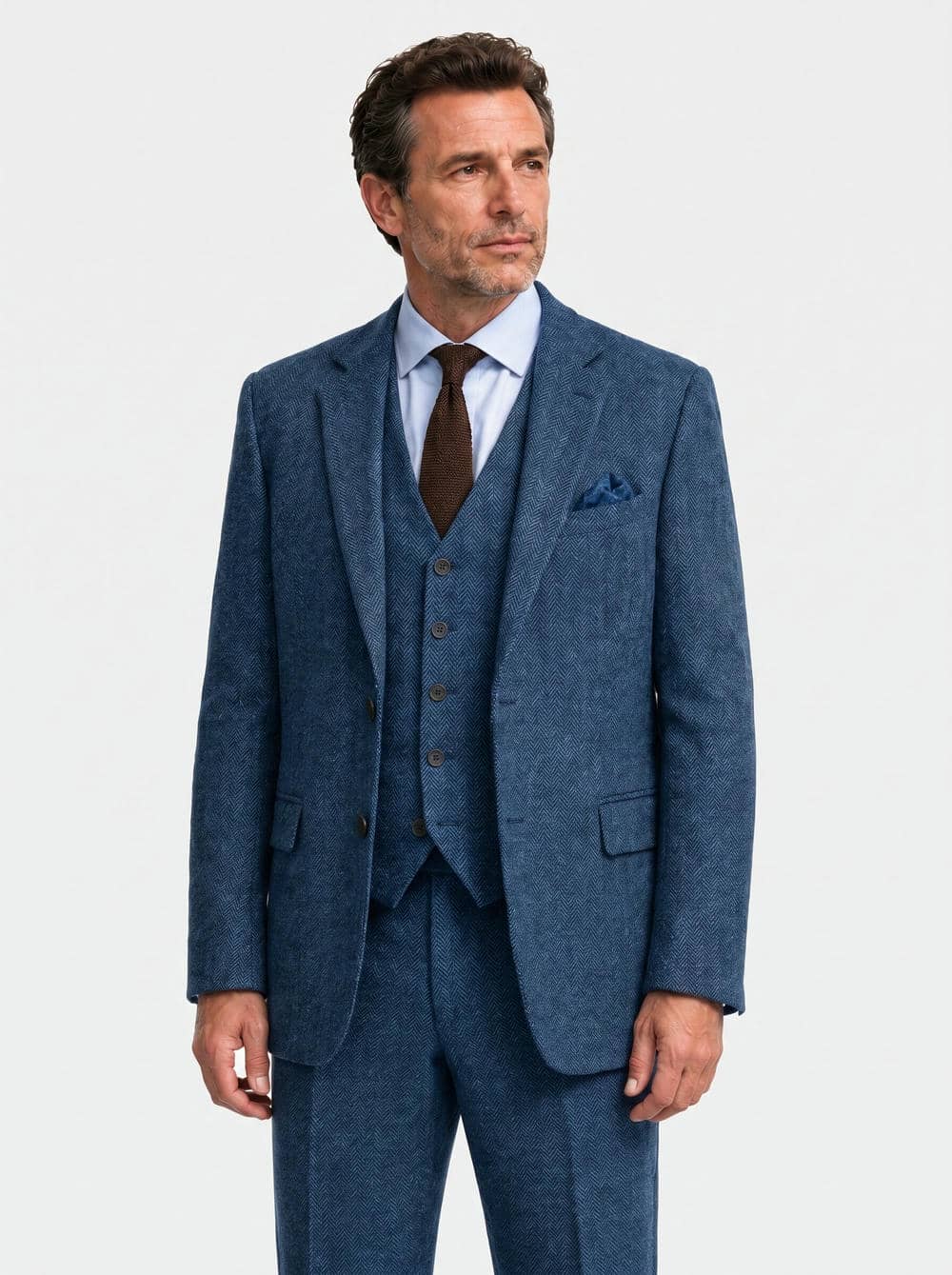 Classic Fit Herringbone Tweed 3 Piece Suit