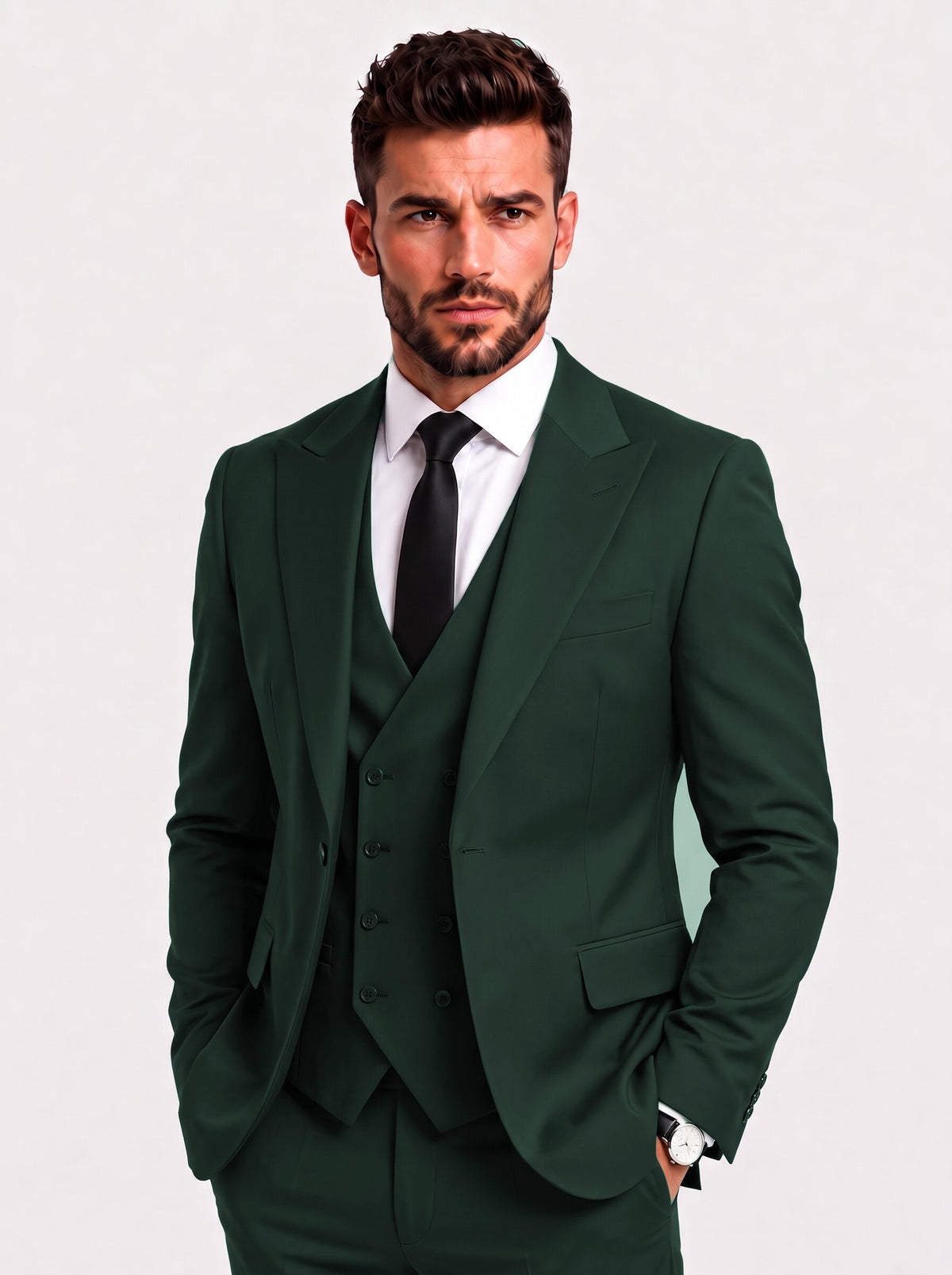 dark green suit