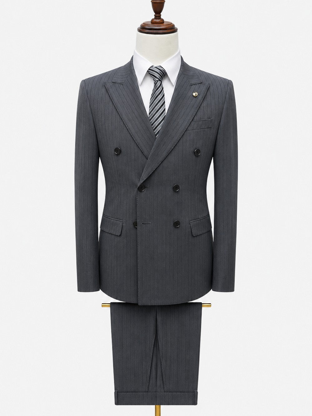 Men's Pinstripe Double Breasted Formal Suit