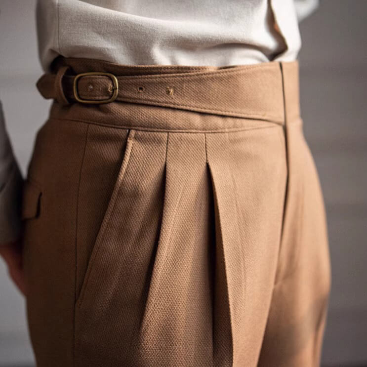 Men’s Italian High-Waisted Pleated Dress Pants
