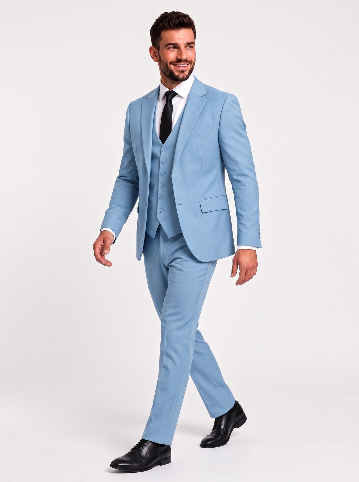Men's Light Blue 3 Piece Slim Fit Suit 
