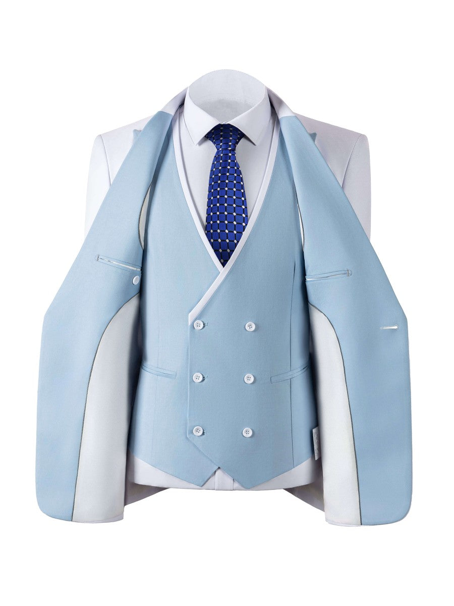 Men's Slim Fit 3 Piece Suit Fashion Contrast Style