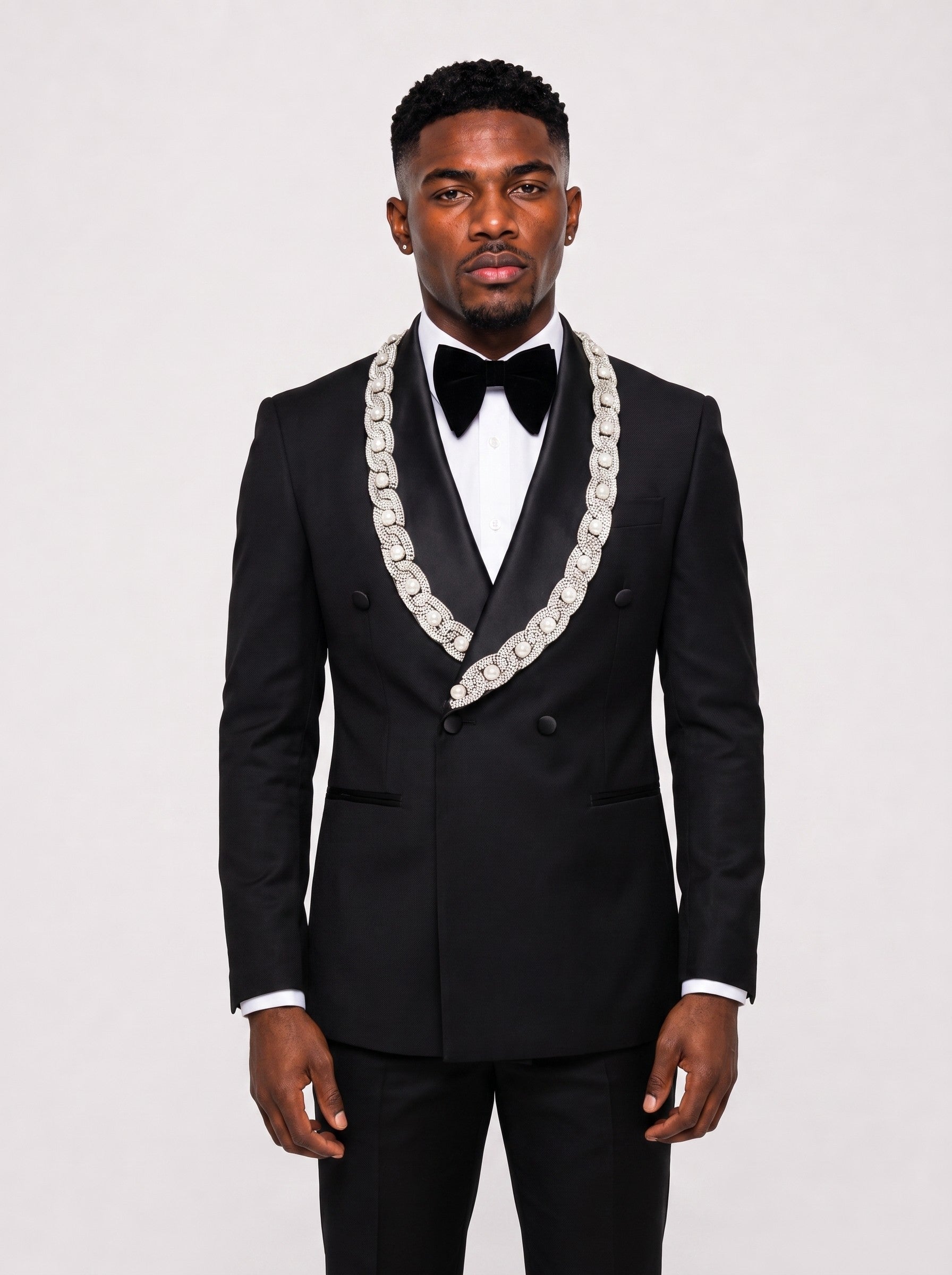 Luxury Crystal Shawl Lapel Double-Breasted Tuxedo Set