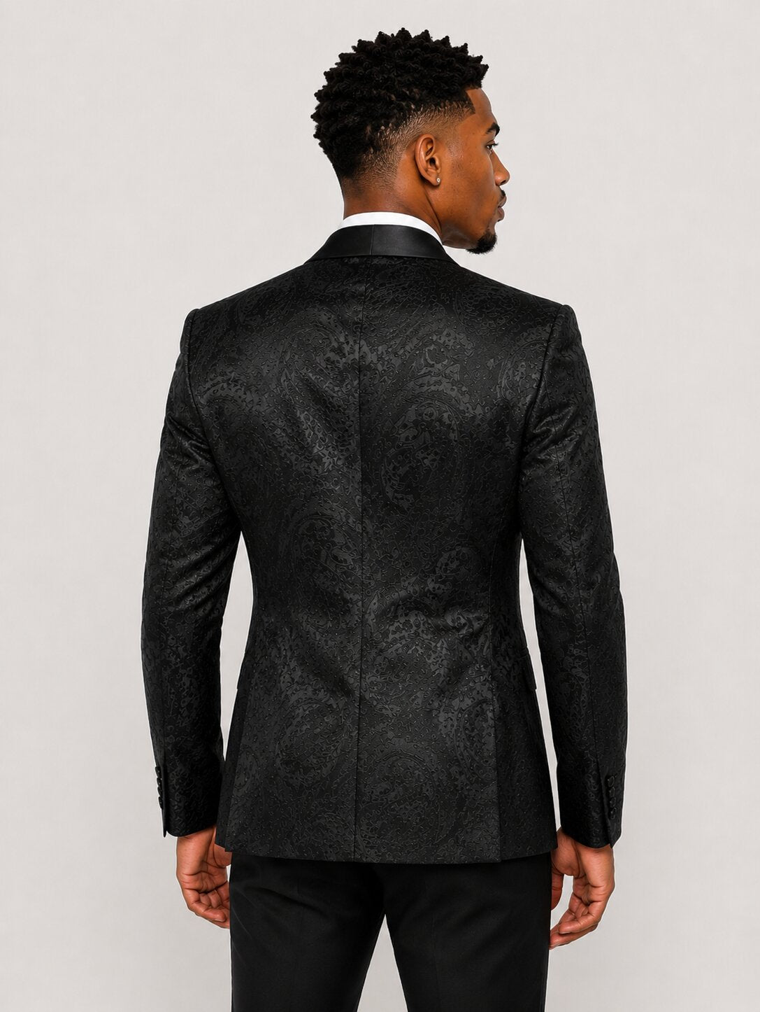 Men's Black Paisley 3 Piece Tuxedo