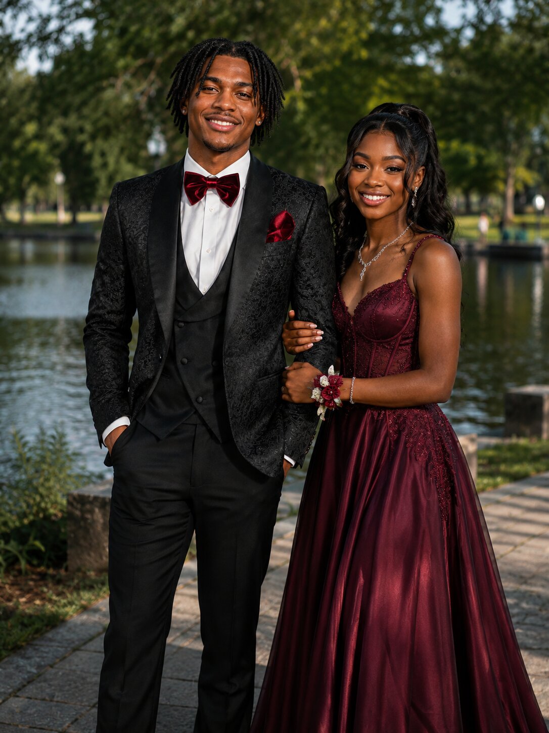 Men's Black Paisley 3 Piece Tuxedo