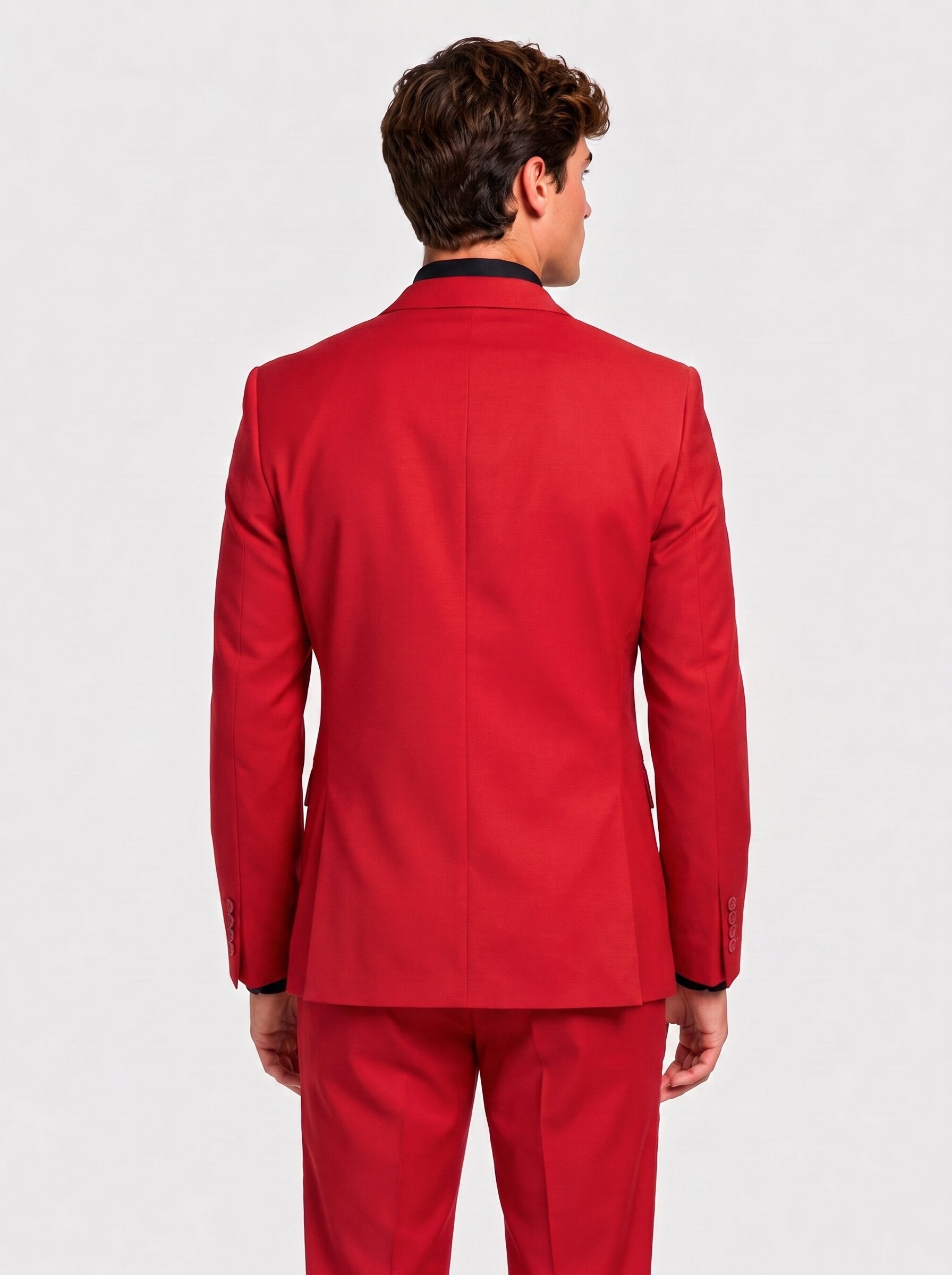 Red Slim Fit 2-Piece Prom Suit Jacket Trousers