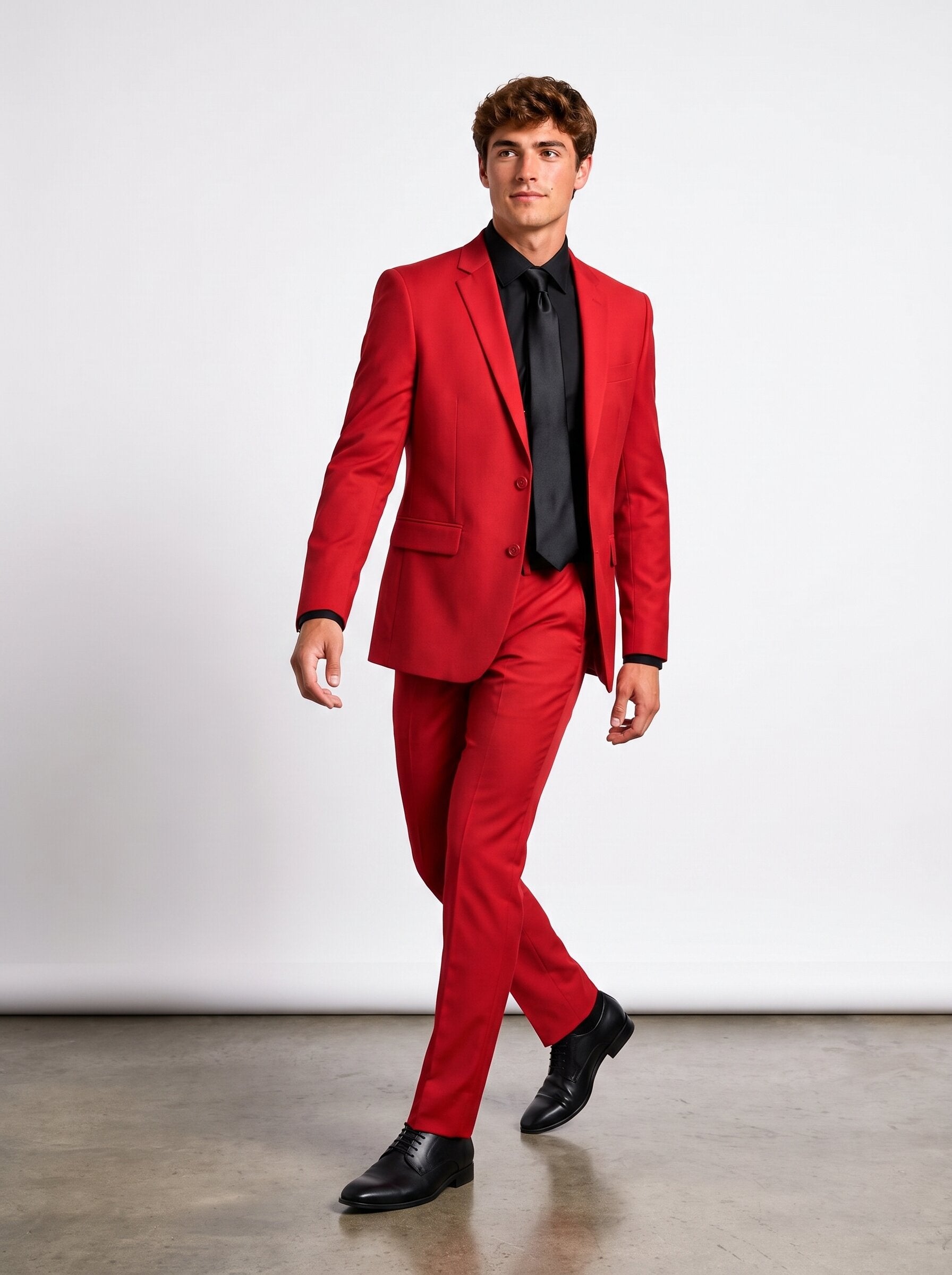 Red Slim Fit 2-Piece Prom Suit Jacket Trousers