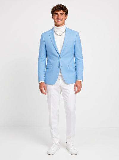 Blue Blazer White Trousers Set