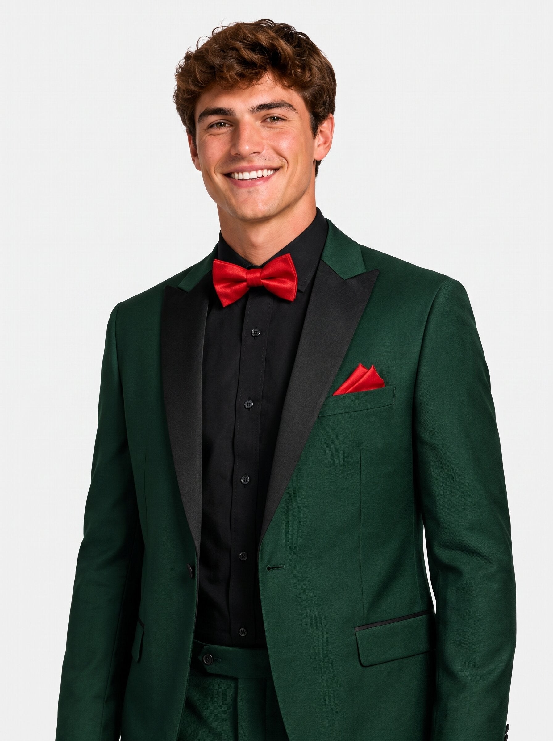 Green Black Peak Lapel Slim Fit 2 Piece Suit