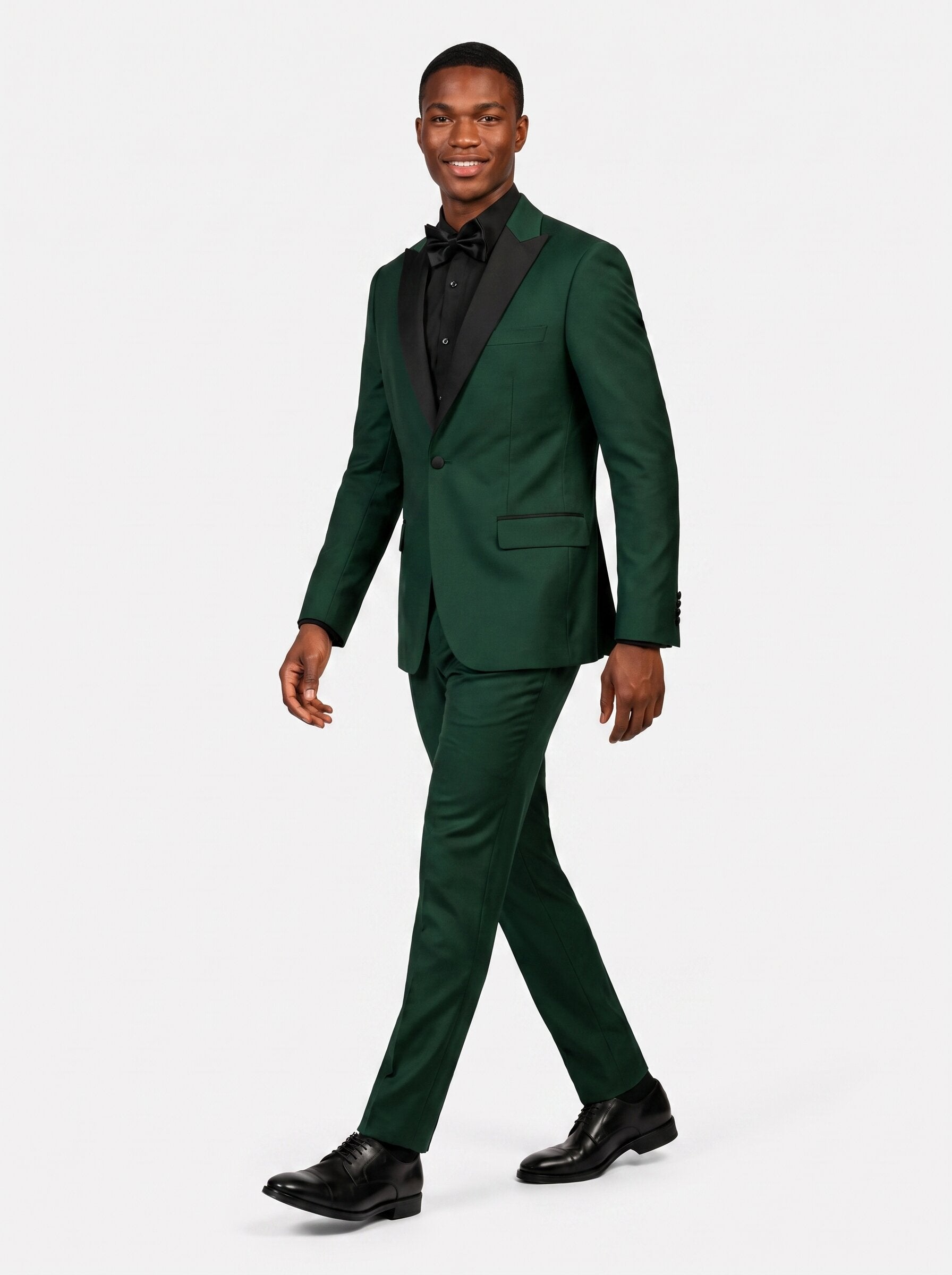 Green Black Peak Lapel Slim Fit 2 Piece Suit