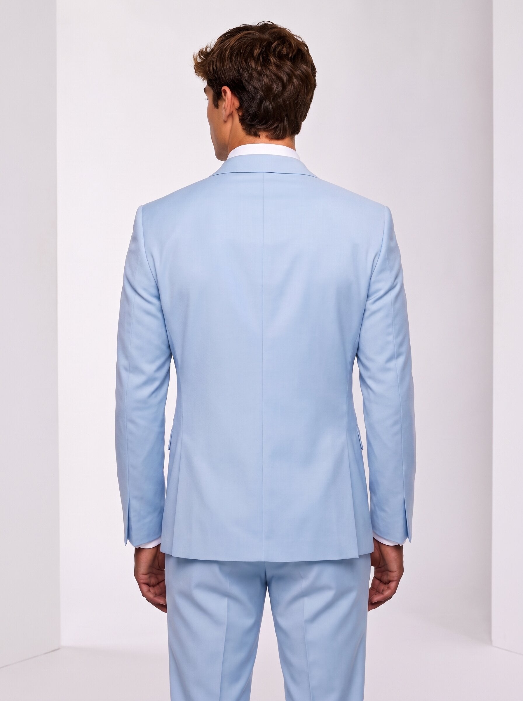 Light Blue Slim Fit 2-Piece Suit Jacket Trousers