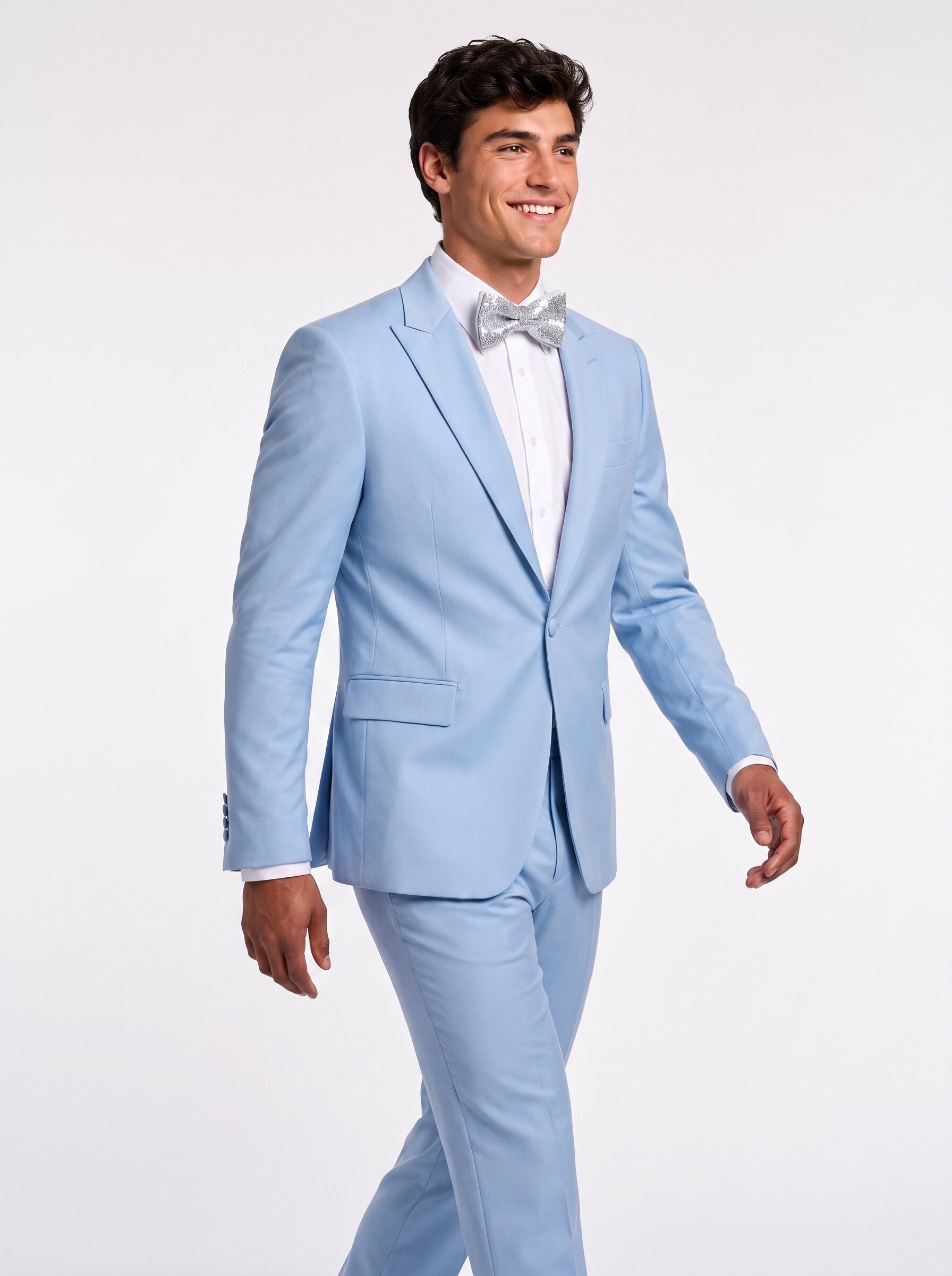 Light Blue Slim Fit 2-Piece Suit Jacket Trousers
