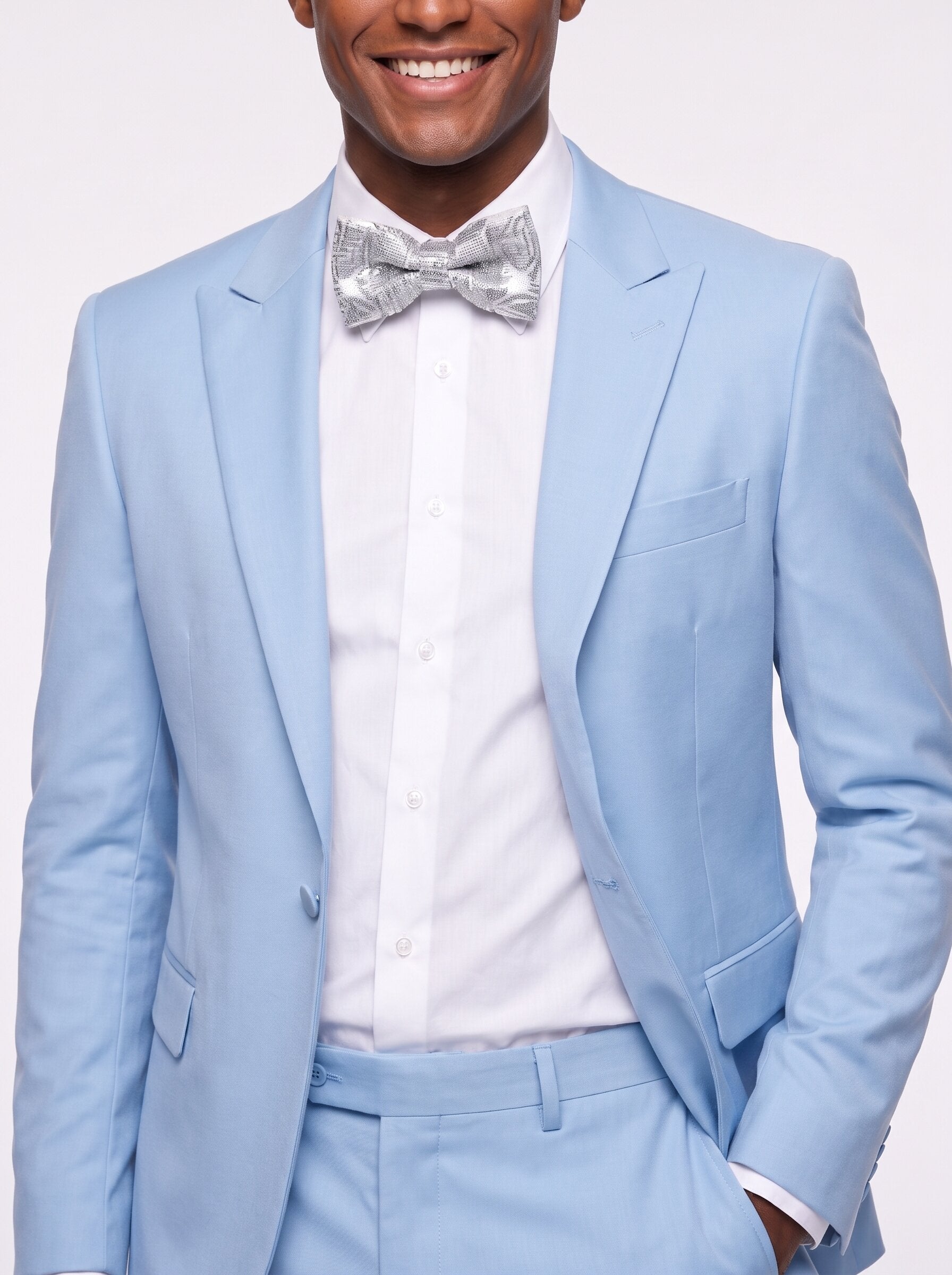 Light Blue Slim Fit 2-Piece Suit Jacket Trousers
