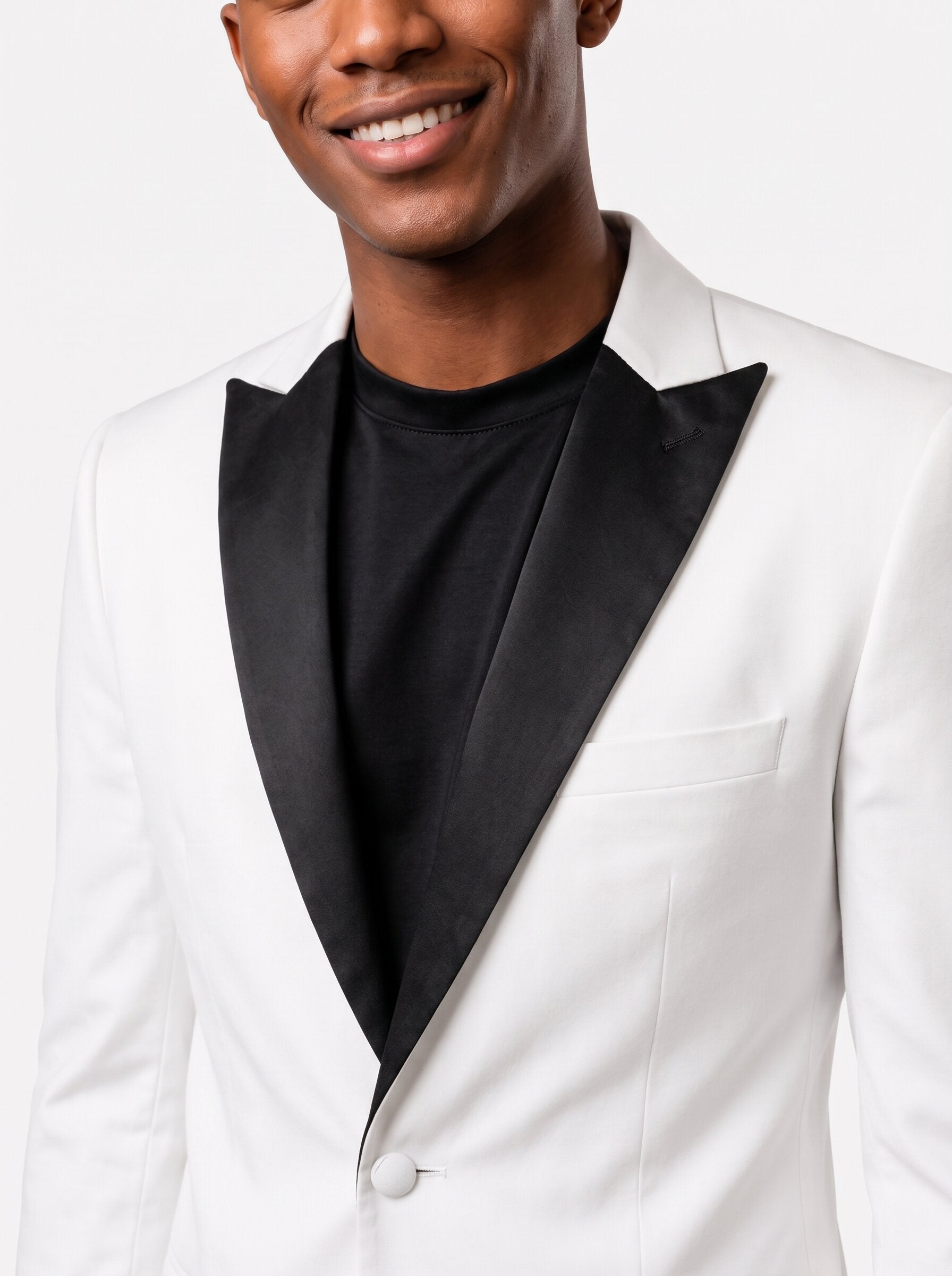 White Black Peak Lapel Slim Fit 2 Piece Suit