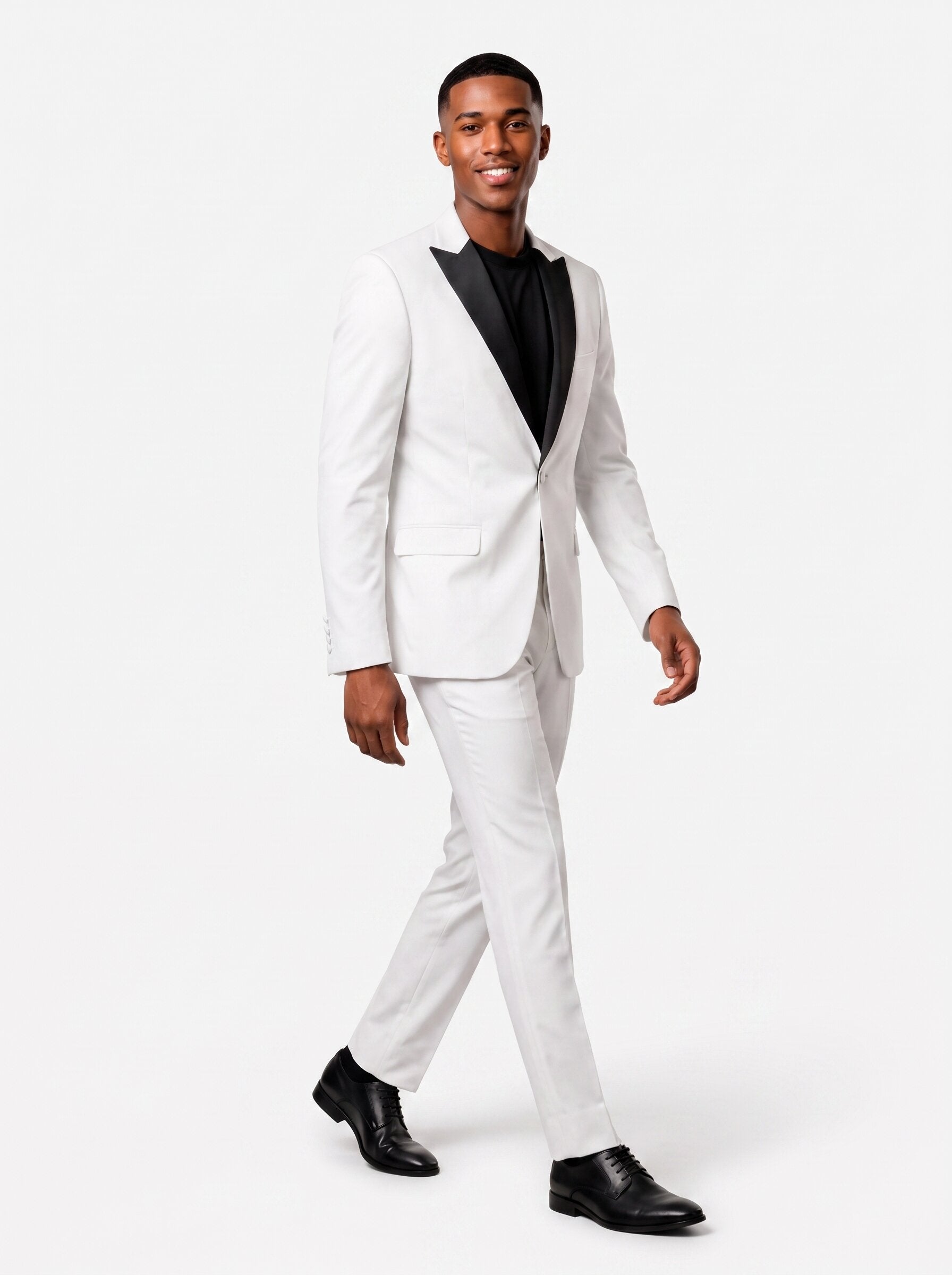 White Black Peak Lapel Slim Fit 2 Piece Suit