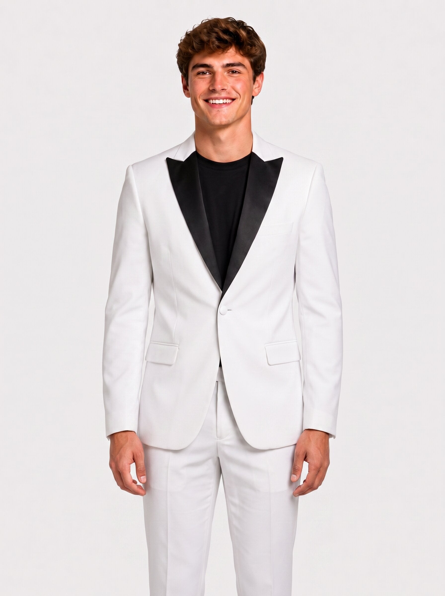 White Black Peak Lapel Slim Fit 2 Piece Suit